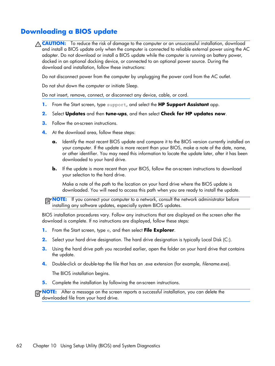 Downloading a bios update | HP Pavilion Sleekbook 15-b041dx User Manual | Page 72 / 86