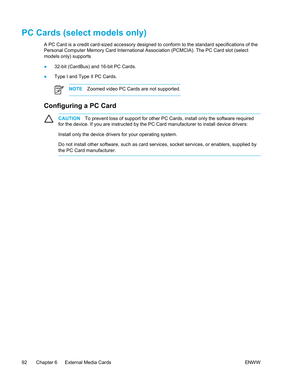 Pc cards (select models only), Configuring a pc card | HP Compaq Presario V5224TU Notebook PC User Manual | Page 102 / 180