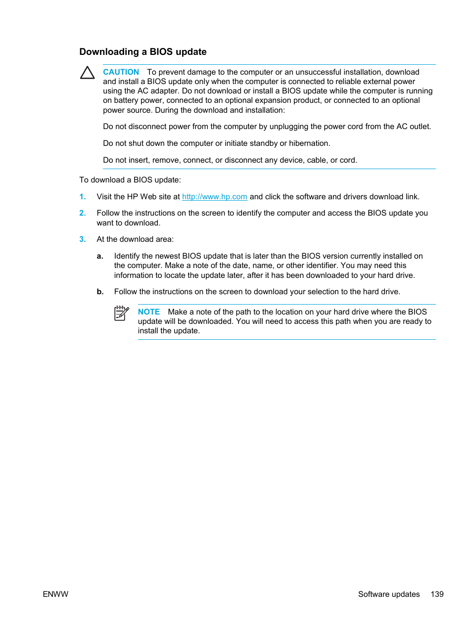 Downloading a bios update | HP Compaq Presario V5224TU Notebook PC User Manual | Page 149 / 180