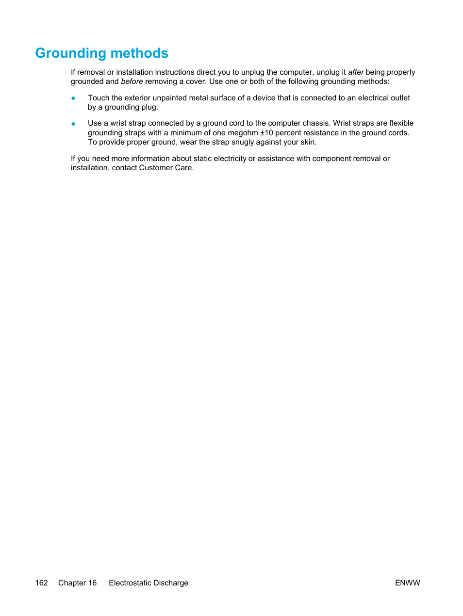 Grounding methods | HP Compaq Presario V5224TU Notebook PC User Manual | Page 172 / 180