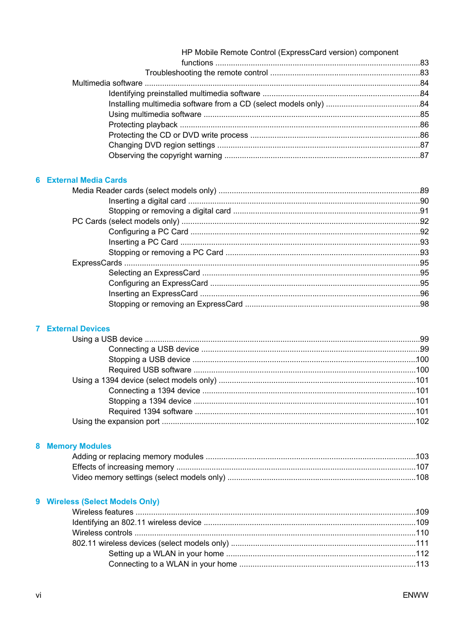 HP Compaq Presario V5224TU Notebook PC User Manual | Page 6 / 180