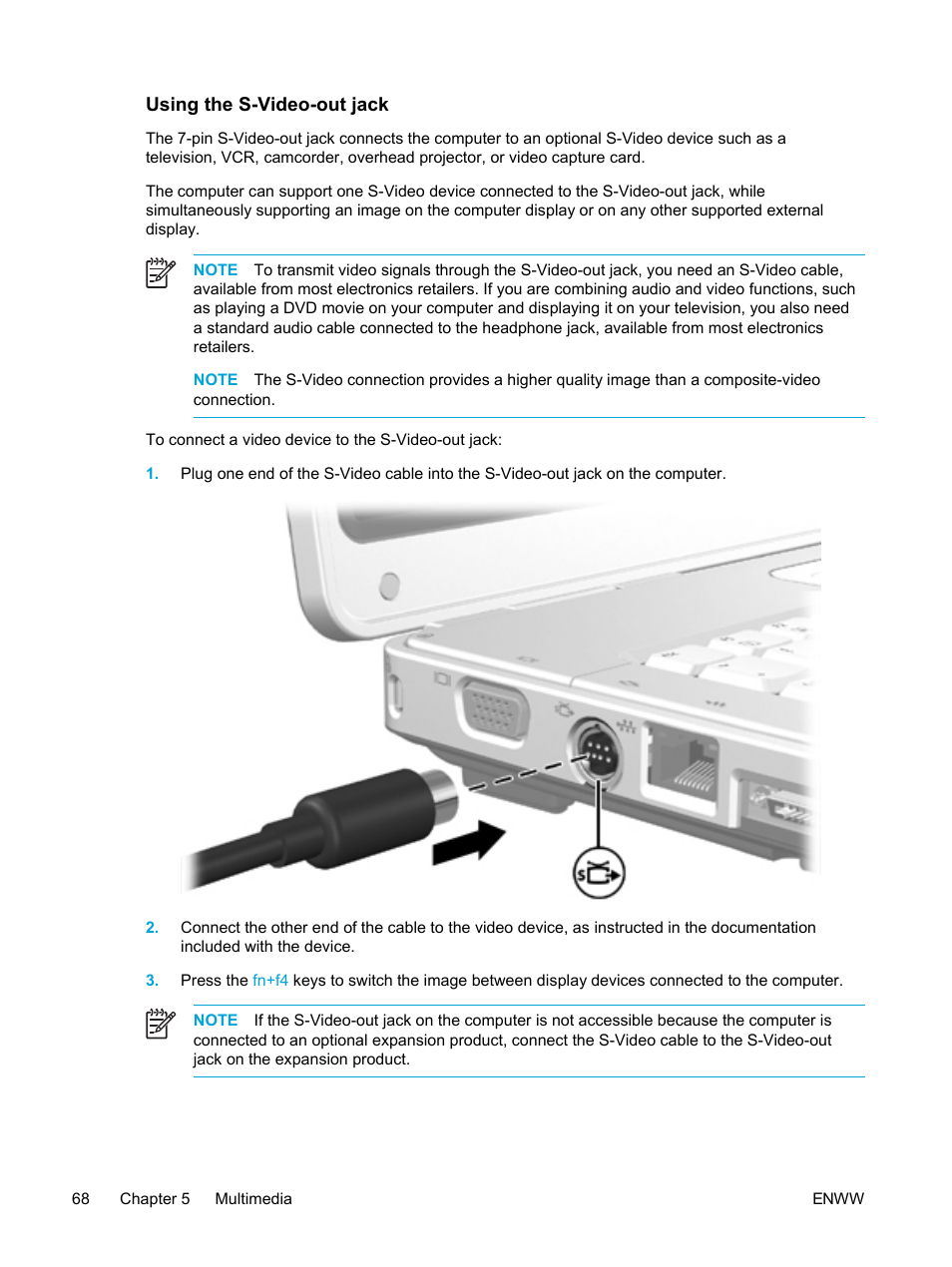 Using the s-video-out jack | HP Compaq Presario V5224TU Notebook PC User Manual | Page 78 / 180