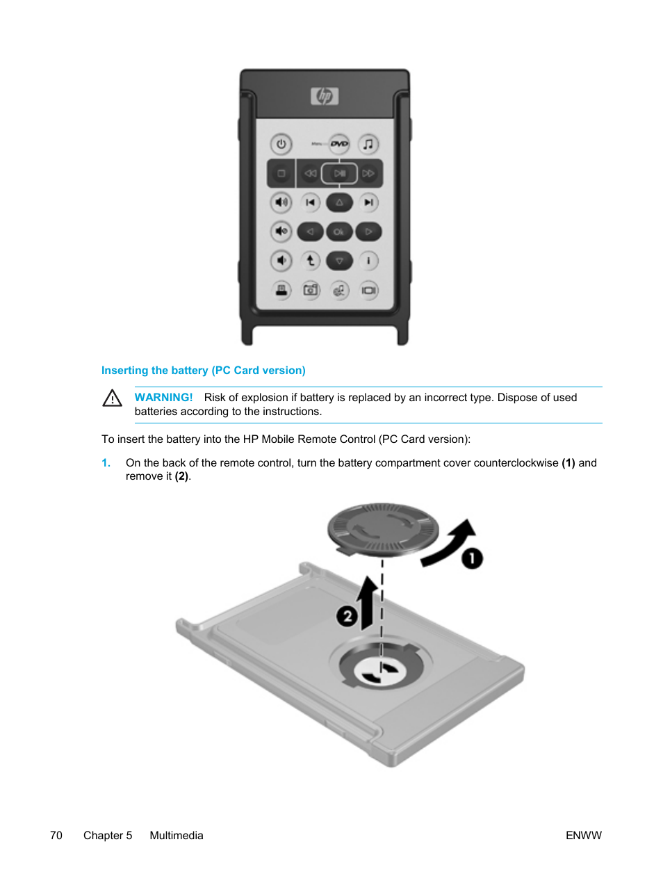 Inserting the battery (pc card version) | HP Compaq Presario V5224TU Notebook PC User Manual | Page 80 / 180