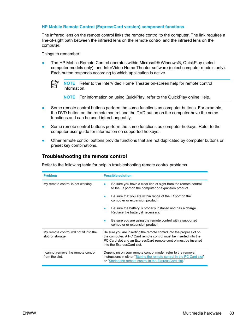 Troubleshooting the remote control | HP Compaq Presario V5224TU Notebook PC User Manual | Page 93 / 180