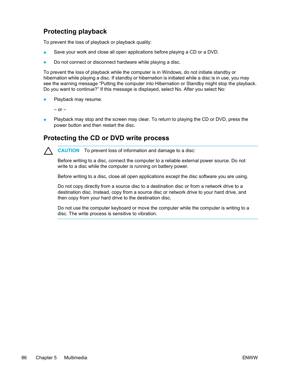 Protecting playback, Protecting the cd or dvd write process | HP Compaq Presario V5224TU Notebook PC User Manual | Page 96 / 180