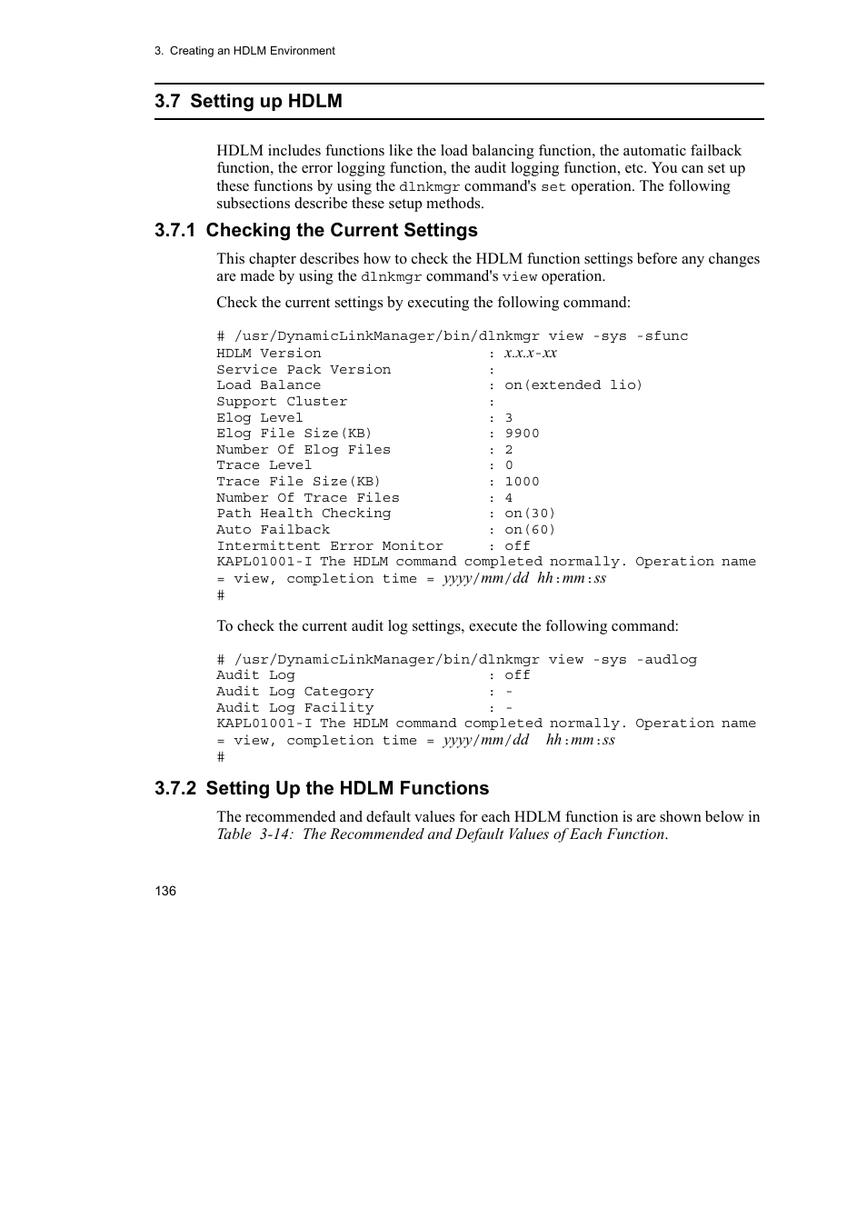 7 setting up hdlm, 1 checking the current settings, 2 setting up the hdlm functions | HP Hitachi Dynamic Link Manager Software User Manual | Page 158 / 510