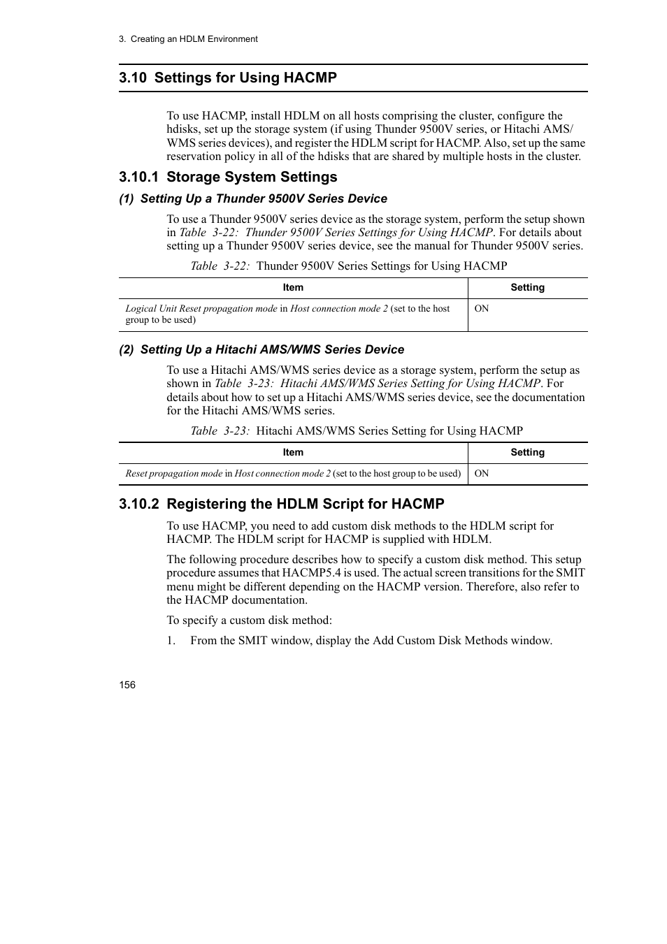 10 settings for using hacmp, 1 storage system settings, 2 registering the hdlm script for hacmp | HP Hitachi Dynamic Link Manager Software User Manual | Page 178 / 510