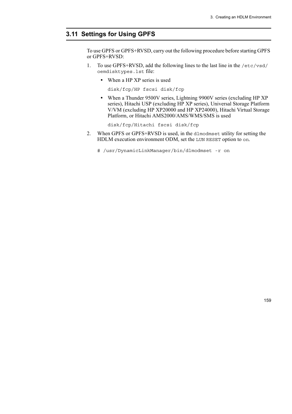 11 settings for using gpfs | HP Hitachi Dynamic Link Manager Software User Manual | Page 181 / 510