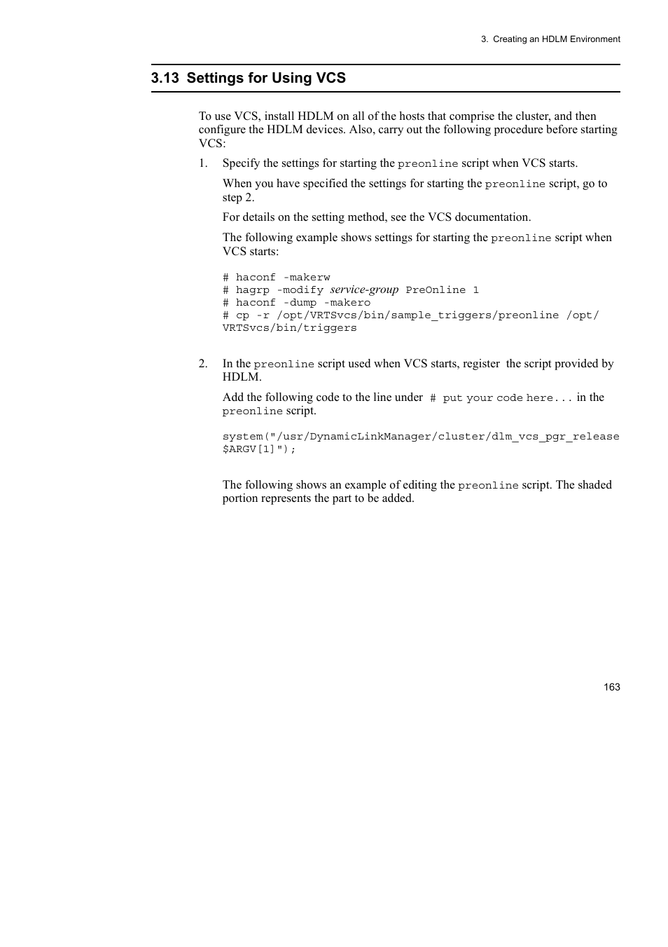 13 settings for using vcs | HP Hitachi Dynamic Link Manager Software User Manual | Page 185 / 510
