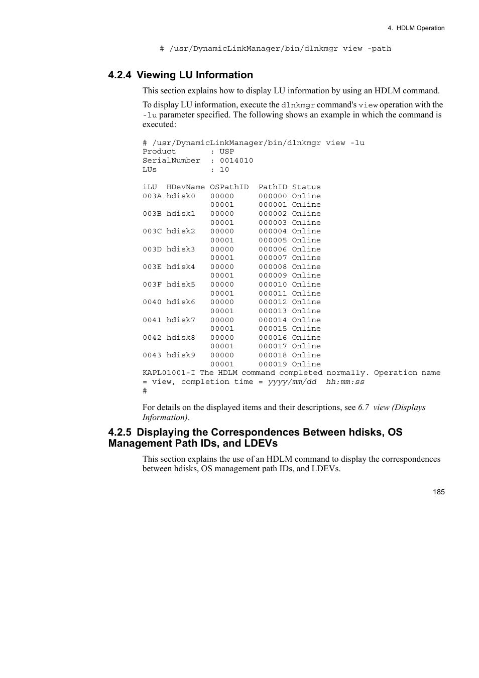 4 viewing lu information | HP Hitachi Dynamic Link Manager Software User Manual | Page 207 / 510