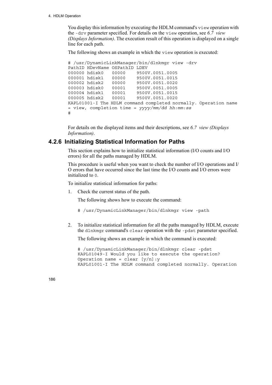 6 initializing statistical information for paths | HP Hitachi Dynamic Link Manager Software User Manual | Page 208 / 510