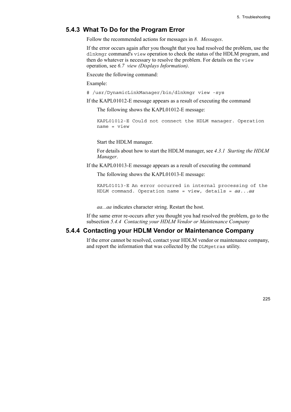 3 what to do for the program error | HP Hitachi Dynamic Link Manager Software User Manual | Page 247 / 510