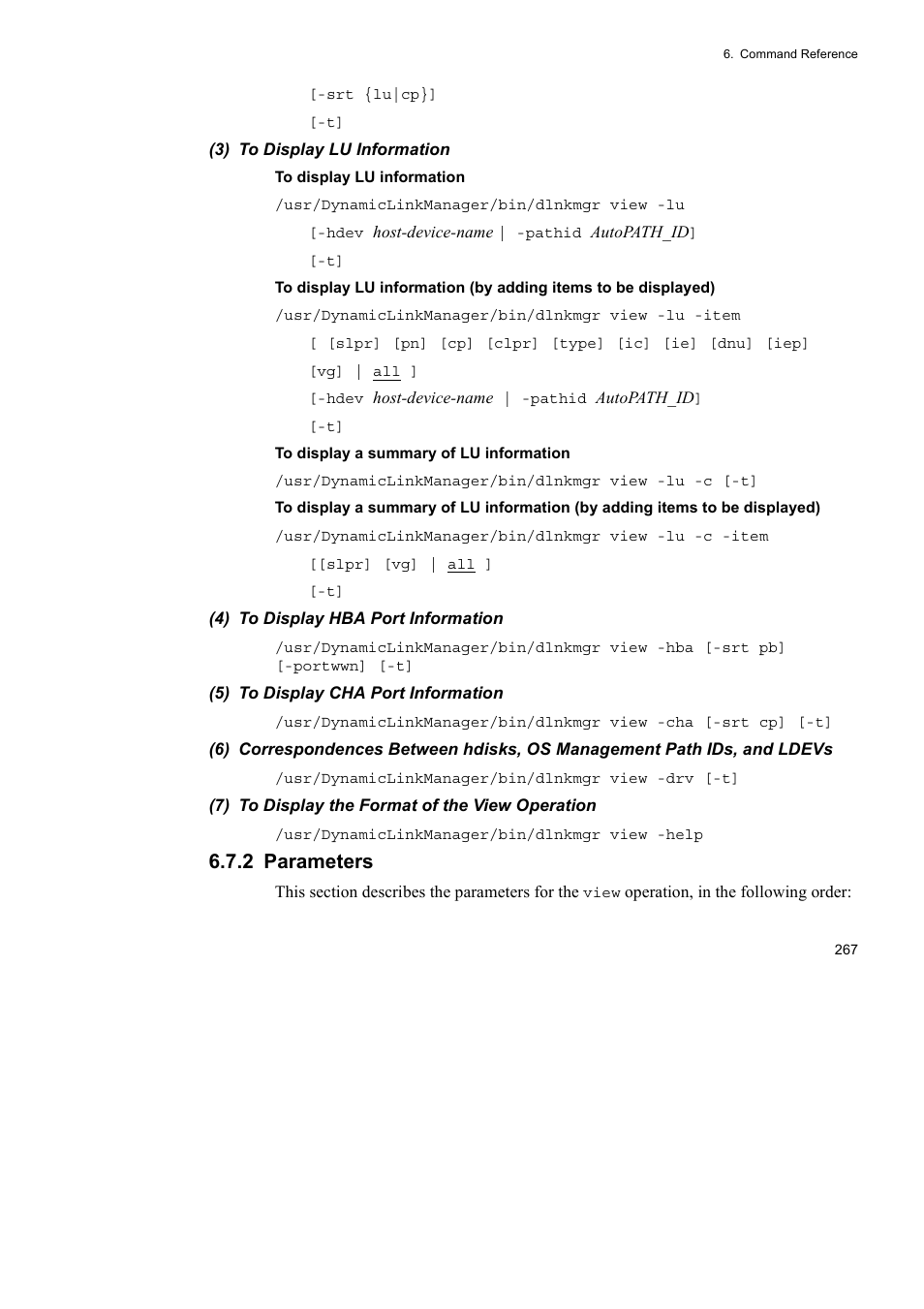 2 parameters | HP Hitachi Dynamic Link Manager Software User Manual | Page 289 / 510