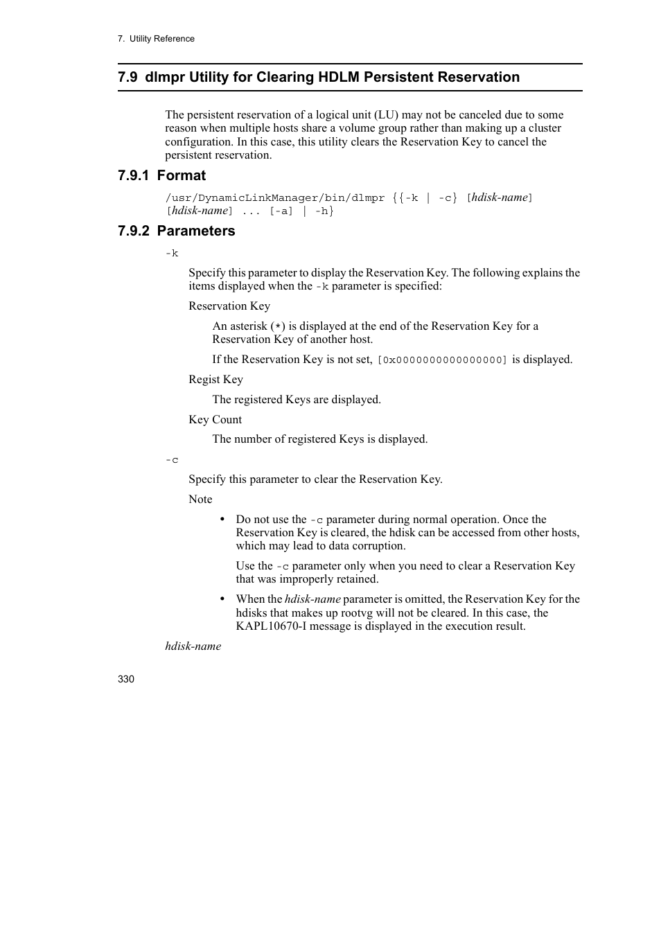 1 format, 2 parameters | HP Hitachi Dynamic Link Manager Software User Manual | Page 352 / 510