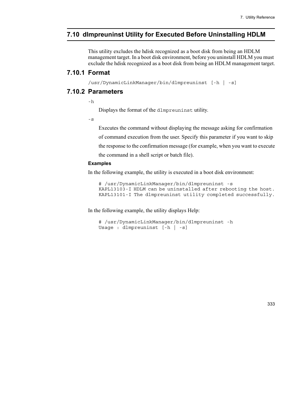 1 format, 2 parameters | HP Hitachi Dynamic Link Manager Software User Manual | Page 355 / 510