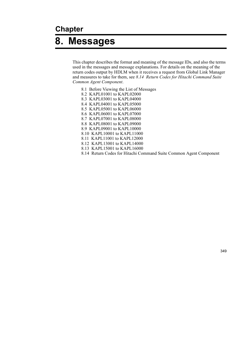 Messages, Chapter | HP Hitachi Dynamic Link Manager Software User Manual | Page 371 / 510