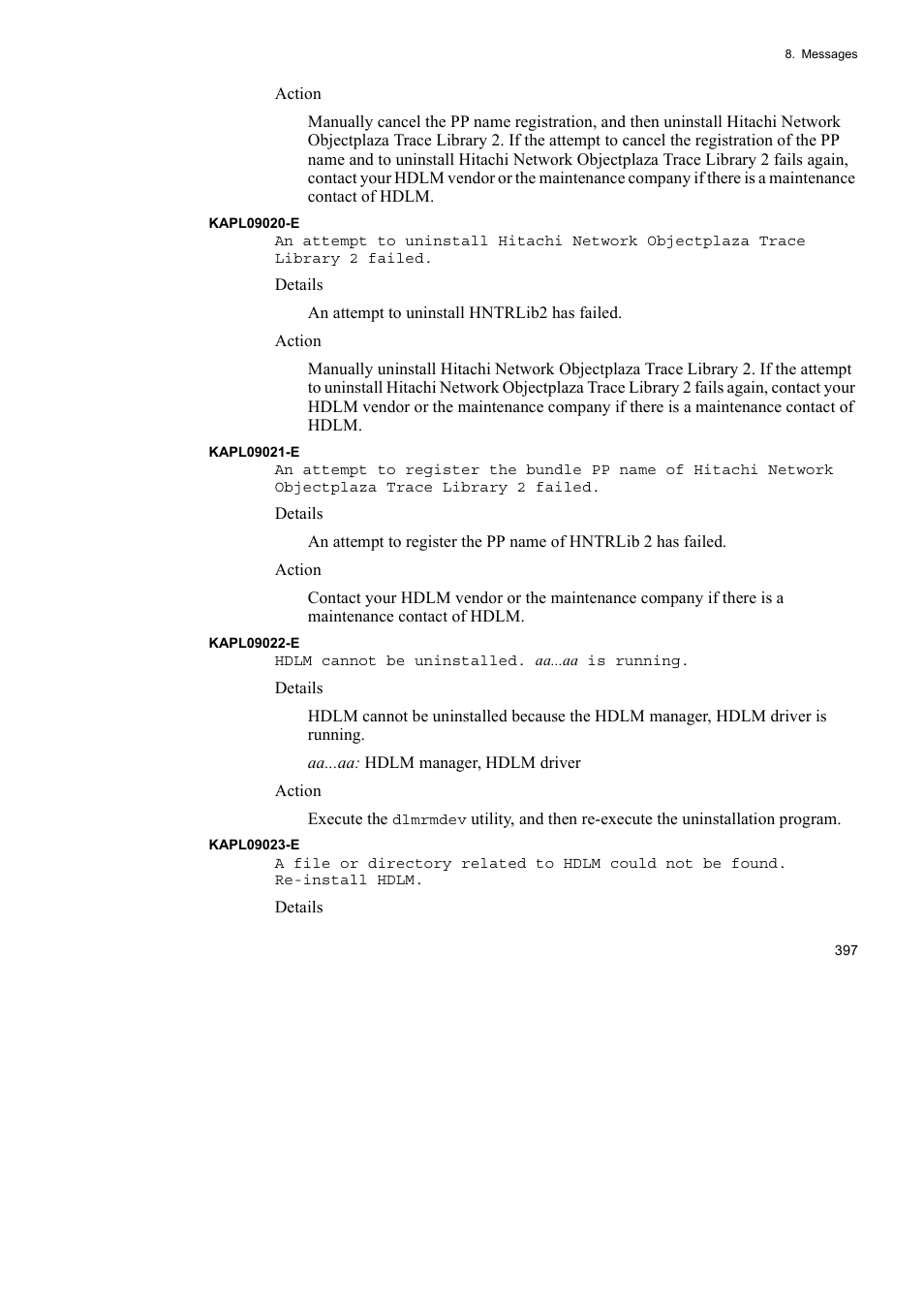 HP Hitachi Dynamic Link Manager Software User Manual | Page 419 / 510