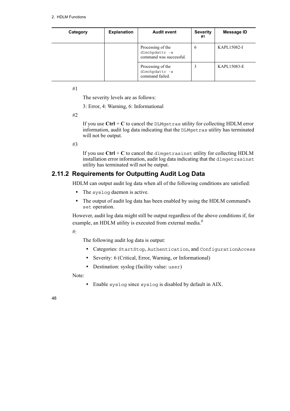 2 requirements for outputting audit log data | HP Hitachi Dynamic Link Manager Software User Manual | Page 70 / 510