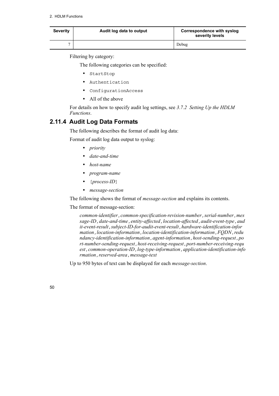4 audit log data formats | HP Hitachi Dynamic Link Manager Software User Manual | Page 72 / 510