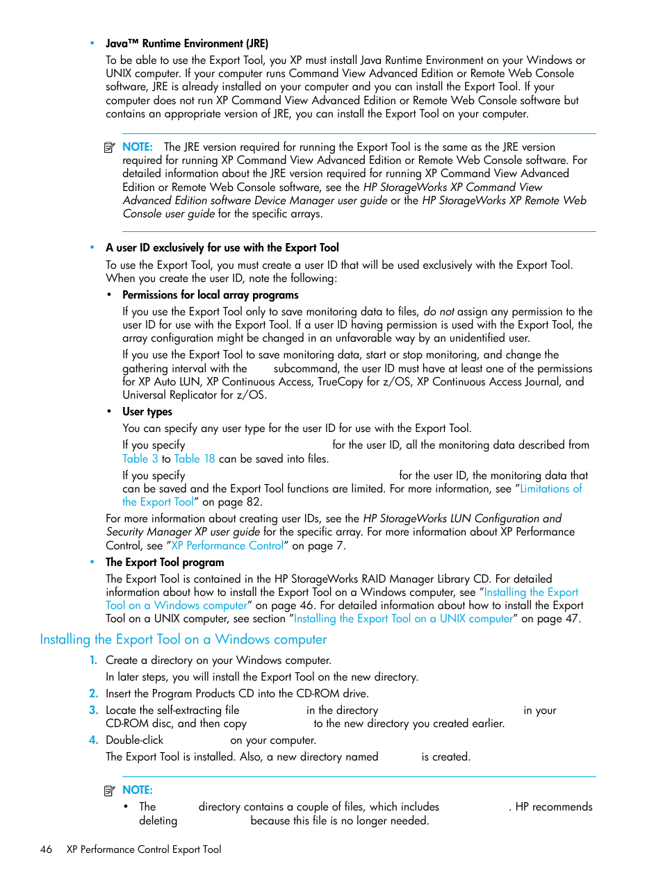 Installing the export tool on a windows computer | HP StorageWorks XP Remote Web Console Software User Manual | Page 46 / 85