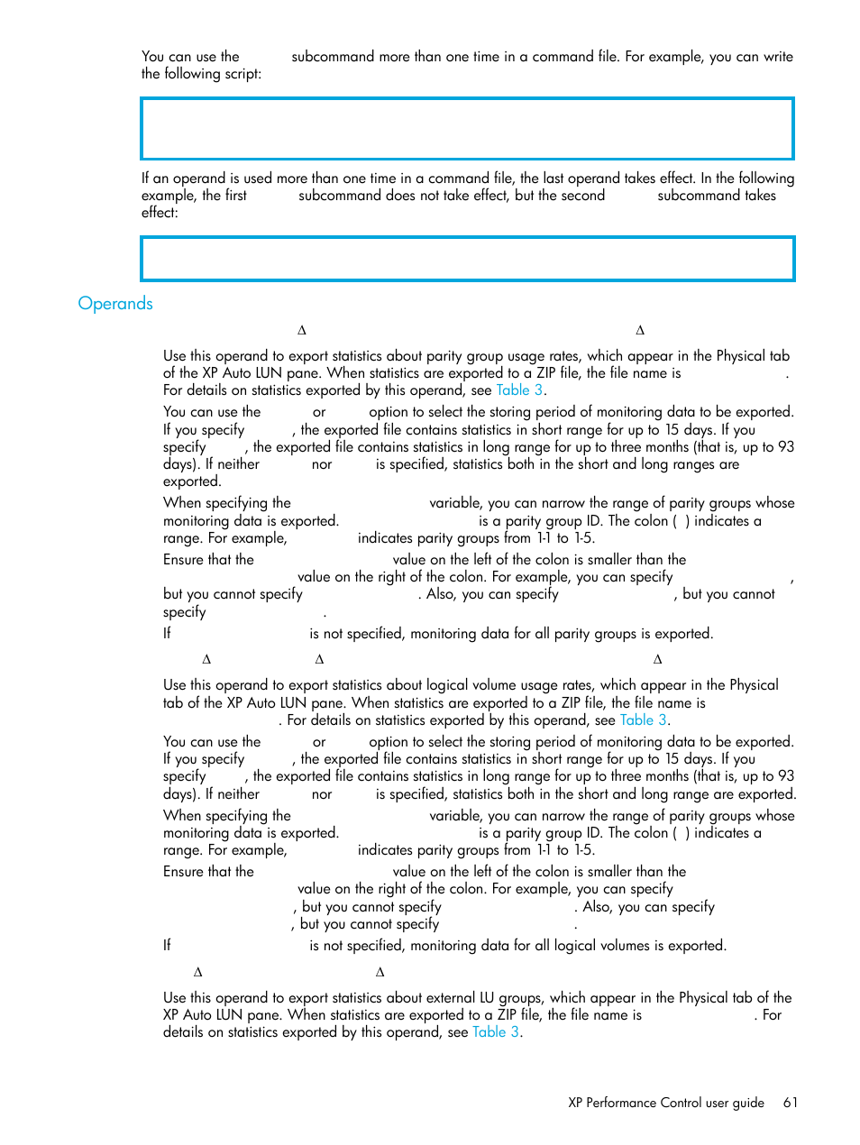 Operands | HP StorageWorks XP Remote Web Console Software User Manual | Page 61 / 85