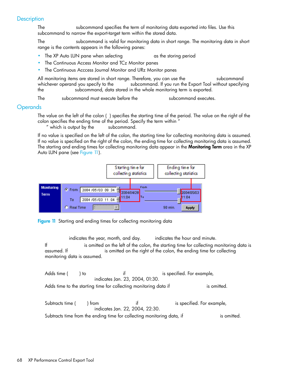 Description, Operands | HP StorageWorks XP Remote Web Console Software User Manual | Page 68 / 85