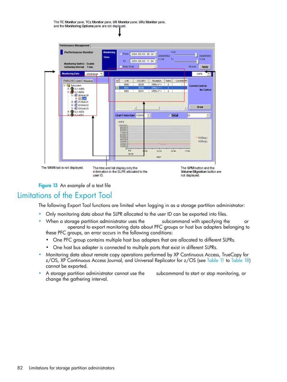 Figure 13 an example of a text file, Limitations of the export tool, 13 an example of a text file | Limitations of, The export tool, Figure 13 | HP StorageWorks XP Remote Web Console Software User Manual | Page 82 / 85