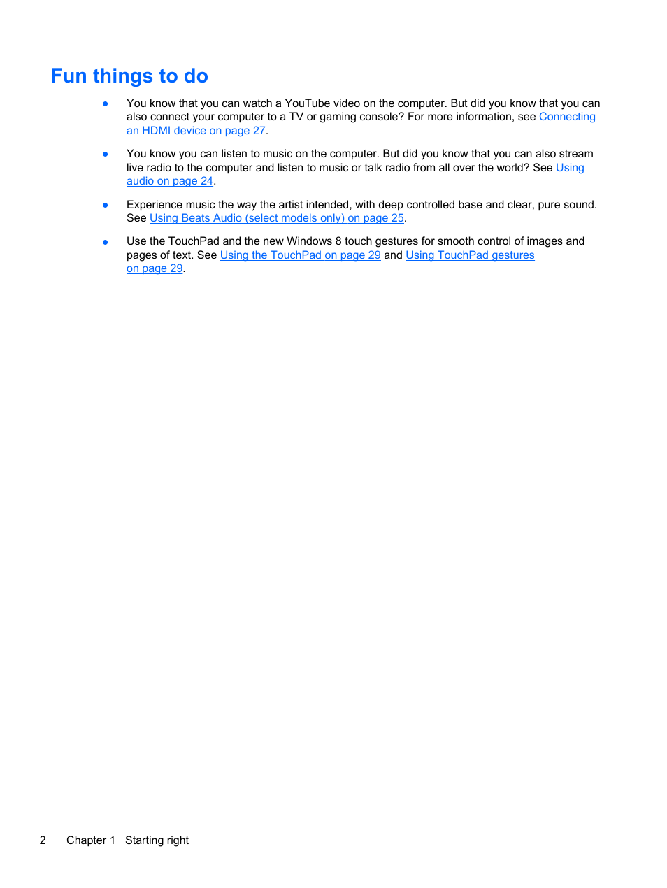 Fun things to do | HP ENVY 17-j120us Notebook PC User Manual | Page 12 / 103
