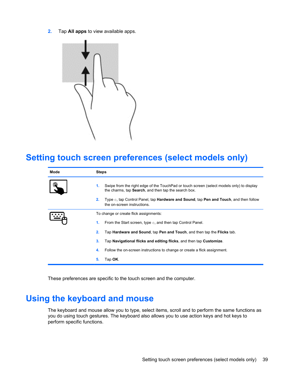 Using the keyboard and mouse | HP ENVY 17-j120us Notebook PC User Manual | Page 49 / 103