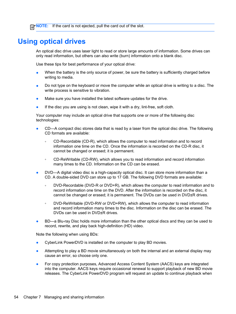 Using optical drives | HP ENVY 17-j120us Notebook PC User Manual | Page 64 / 103