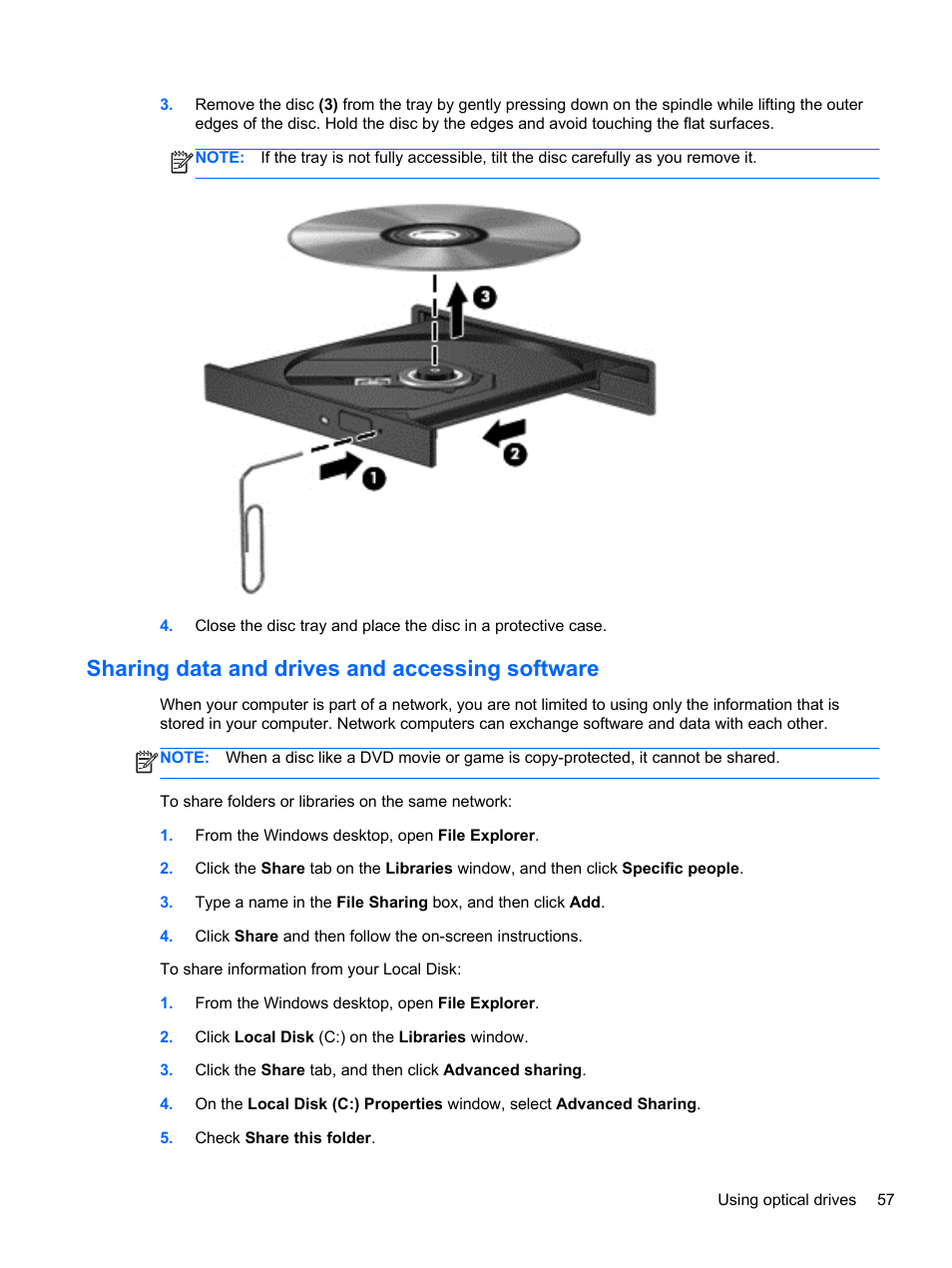 Sharing data and drives and accessing software | HP ENVY 17-j120us Notebook PC User Manual | Page 67 / 103