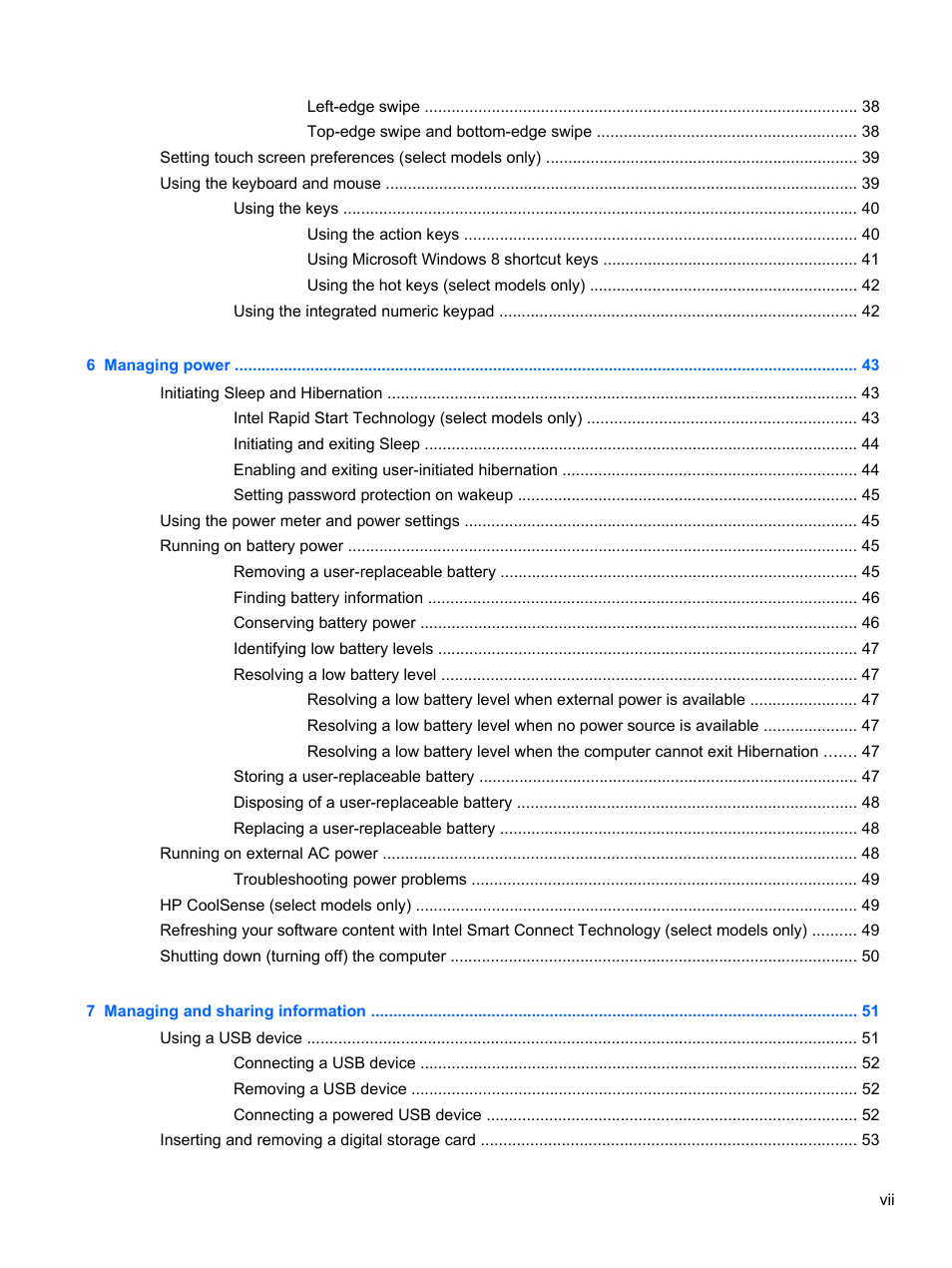HP ENVY 17-j120us Notebook PC User Manual | Page 7 / 103