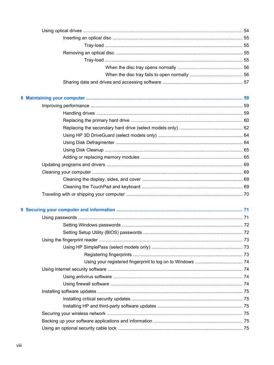 HP ENVY 17-j120us Notebook PC User Manual | Page 8 / 103