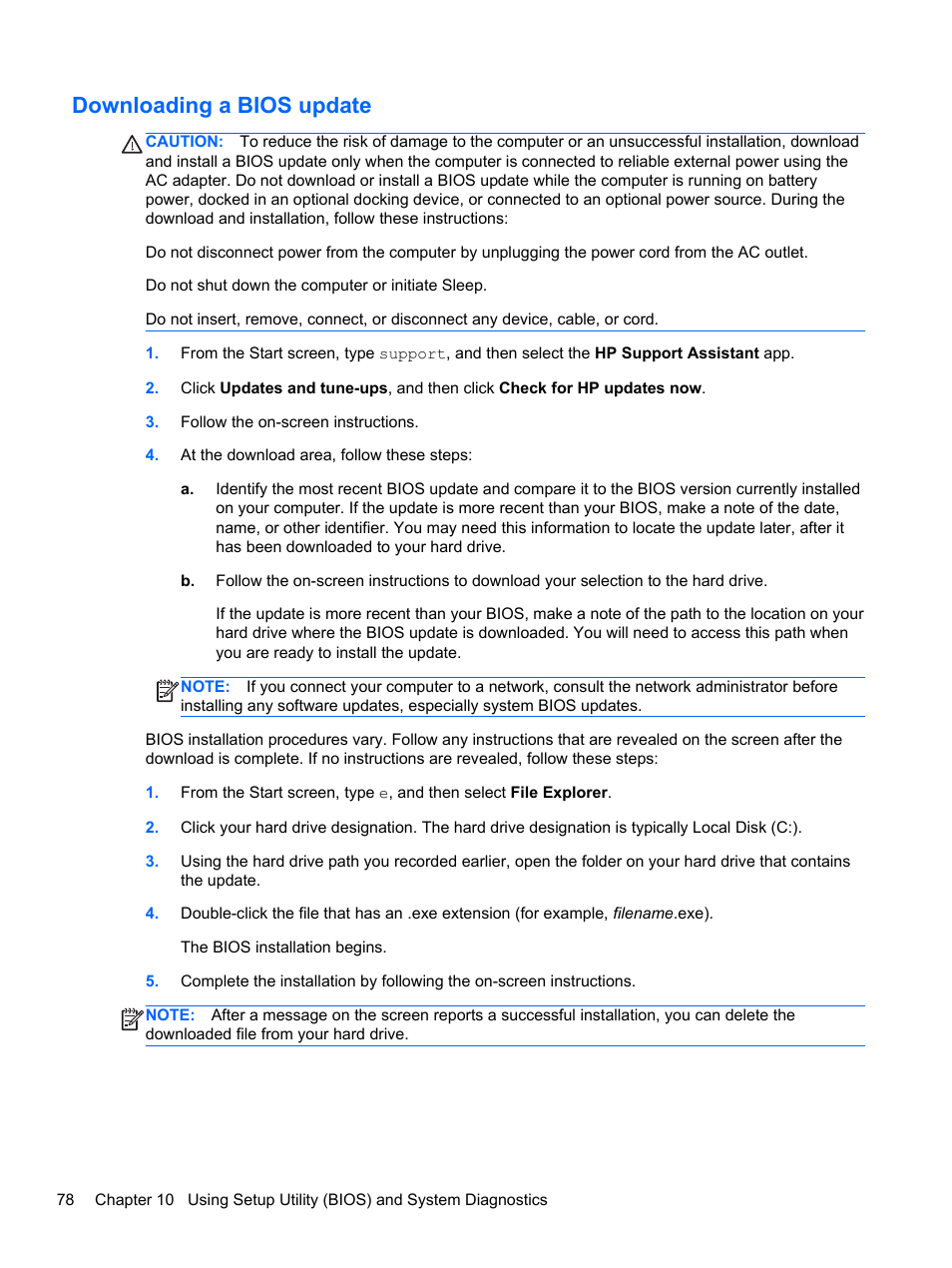 Downloading a bios update | HP ENVY 17-j120us Notebook PC User Manual | Page 88 / 103