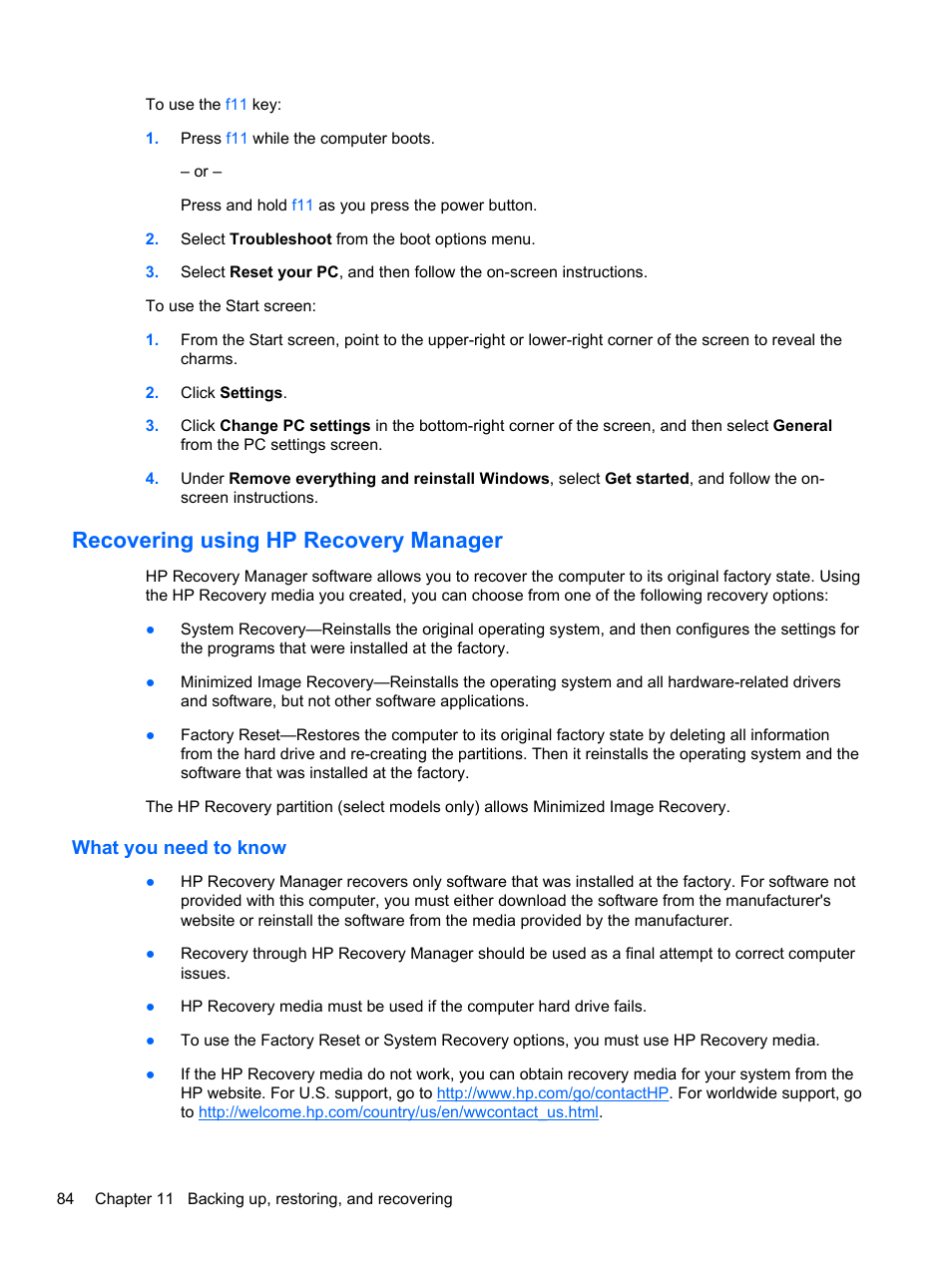 Recovering using hp recovery manager, What you need to know | HP ENVY 17-j120us Notebook PC User Manual | Page 94 / 103