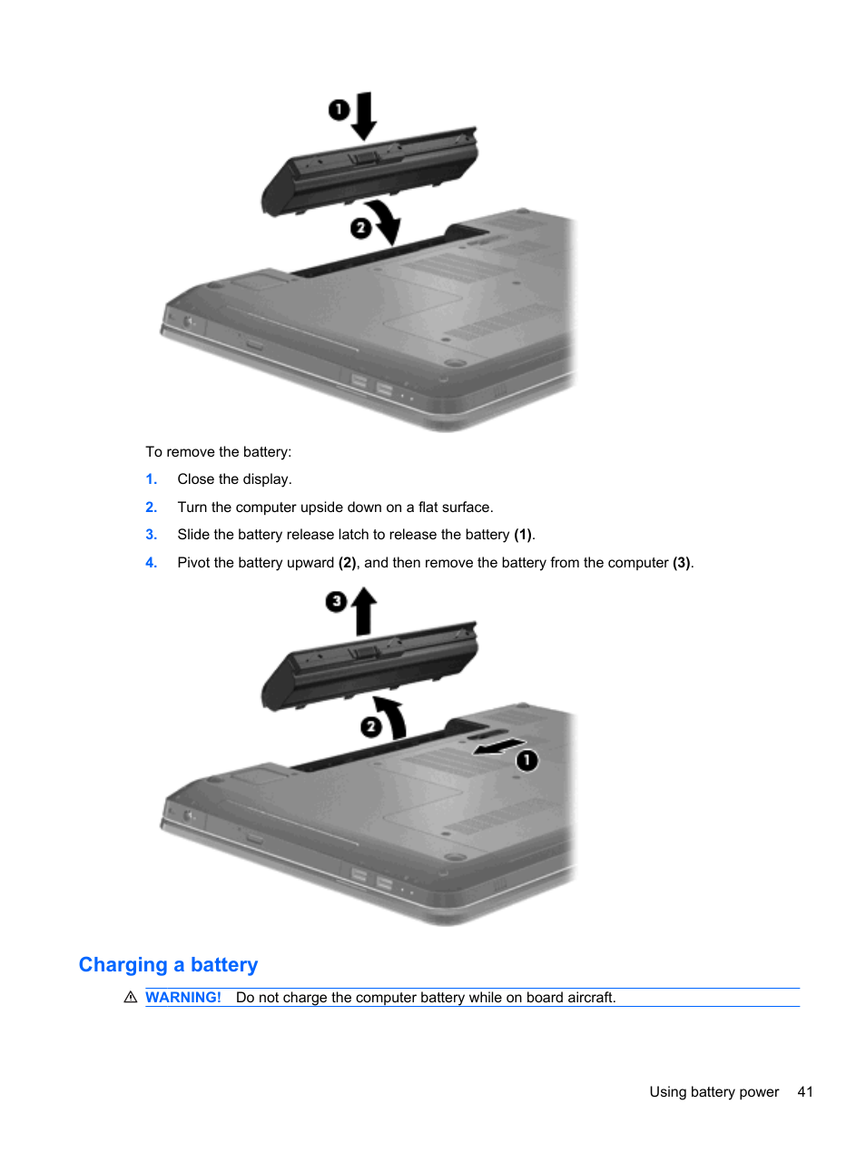 Charging a battery | HP Pavilion dv7-4278nr Entertainment Notebook PC User Manual | Page 51 / 112