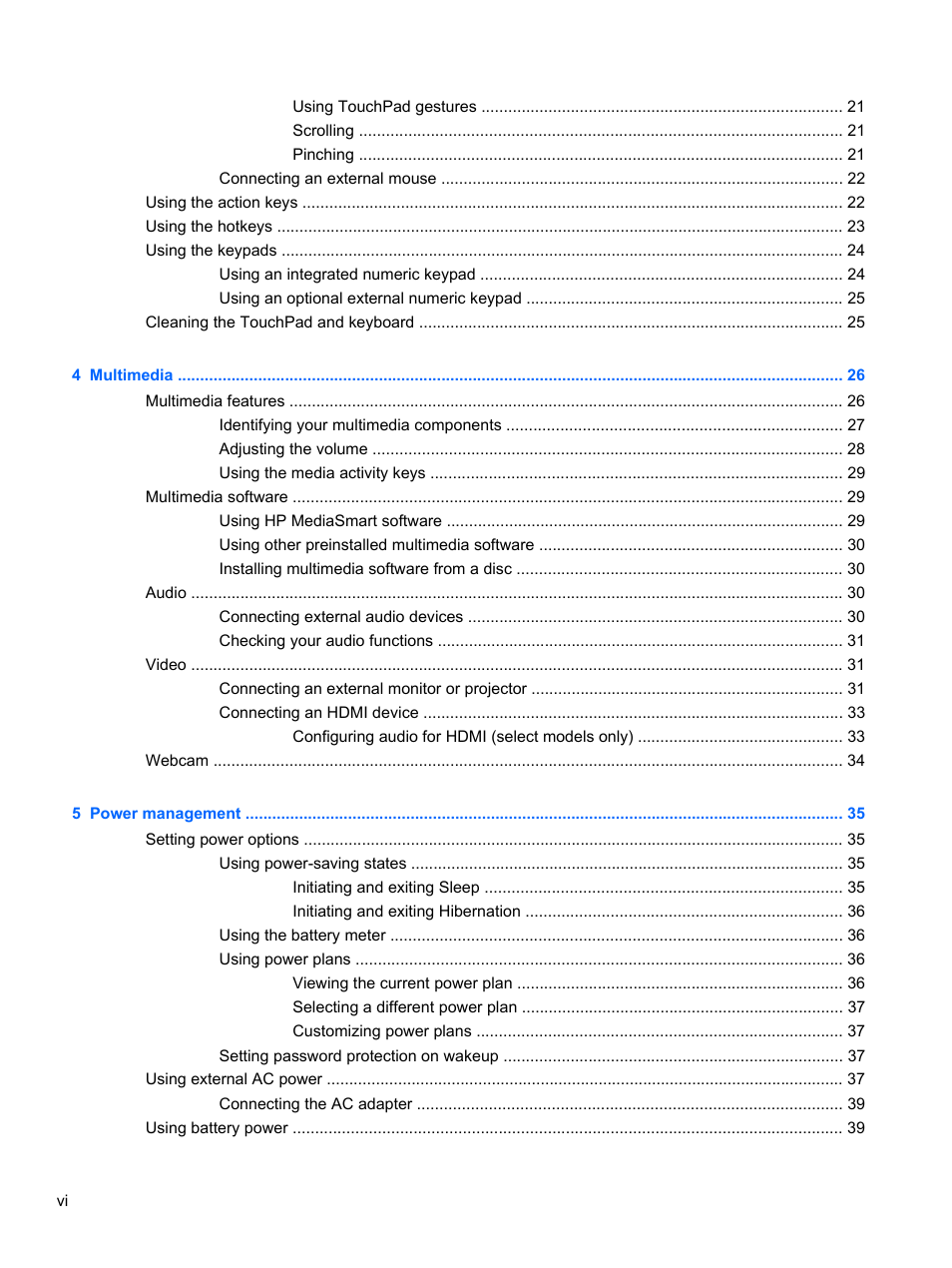 HP Pavilion dv7-4278nr Entertainment Notebook PC User Manual | Page 6 / 112