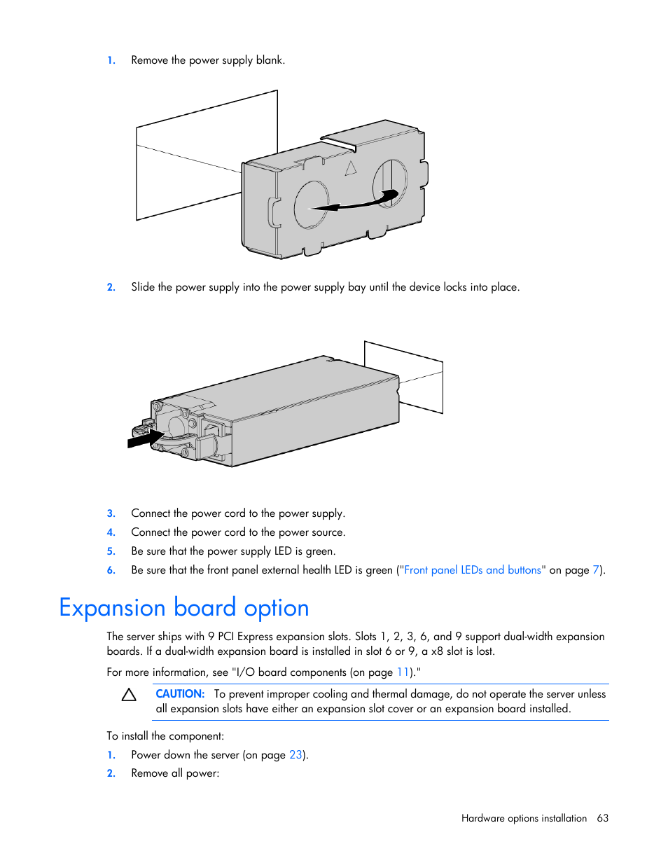 Expansion board option | HP ProLiant DL580 Gen8 Server User Manual | Page 63 / 109