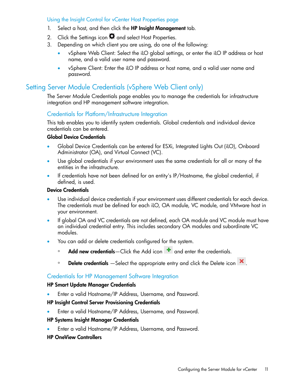 HP OneView for VMware vCenter User Manual | Page 11 / 153