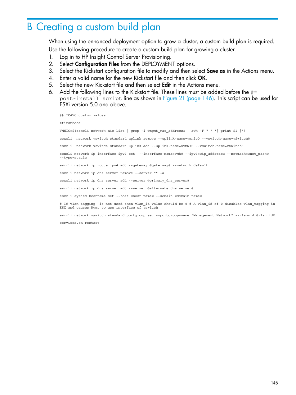 B creating a custom build plan | HP OneView for VMware vCenter User Manual | Page 145 / 153