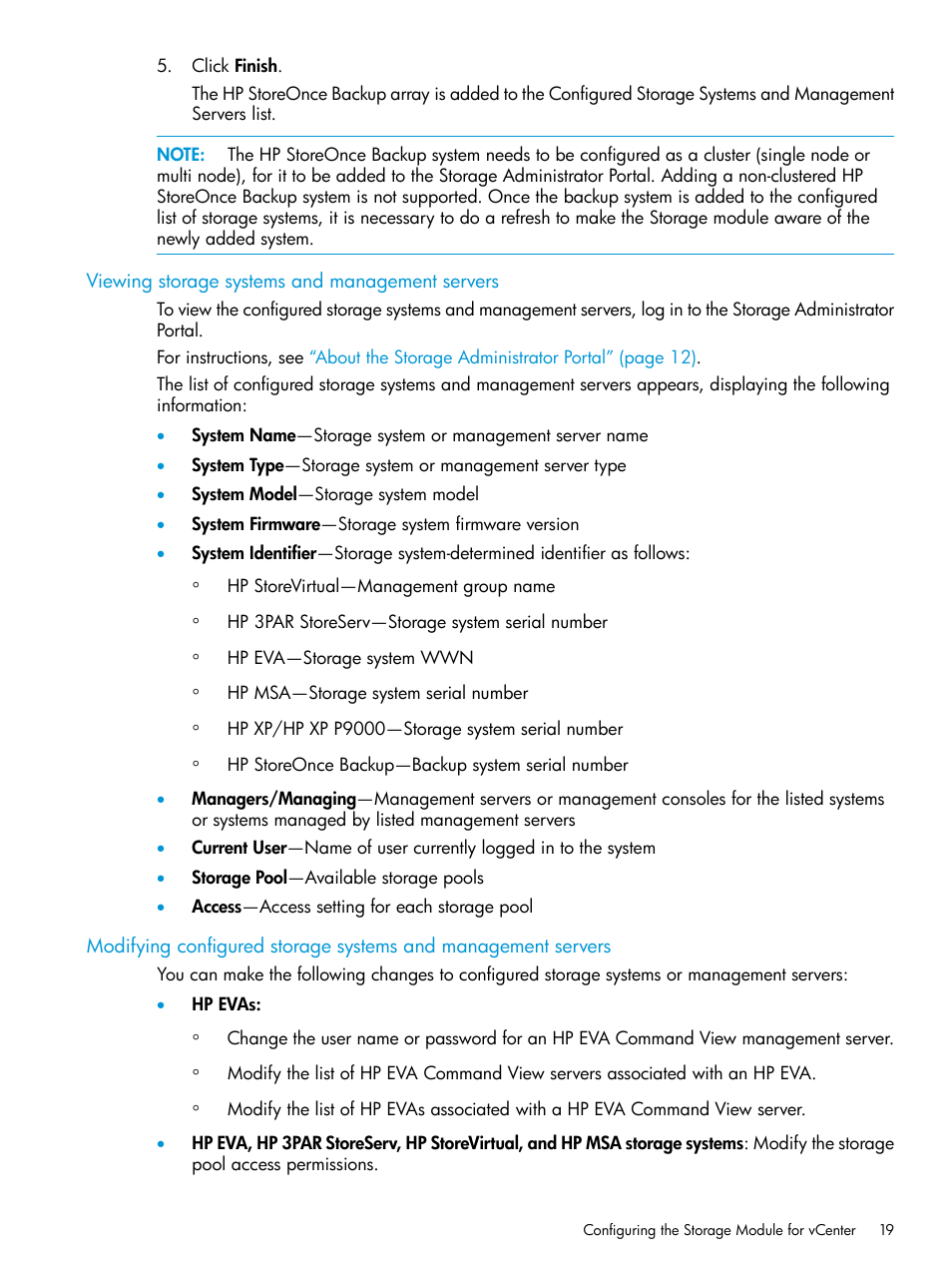 Viewing storage systems and management servers | HP OneView for VMware vCenter User Manual | Page 19 / 153