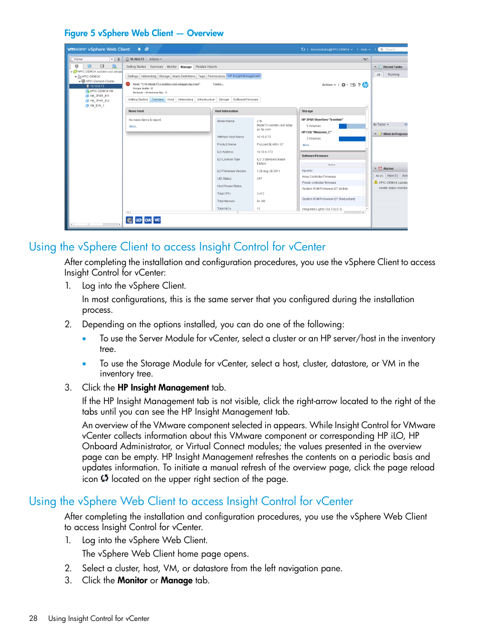 HP OneView for VMware vCenter User Manual | Page 28 / 153