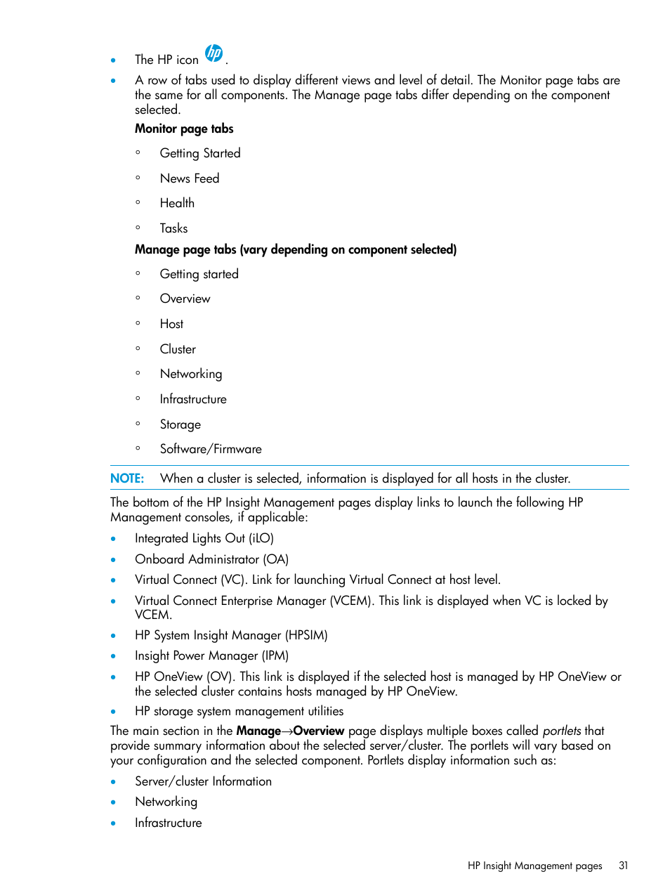 HP OneView for VMware vCenter User Manual | Page 31 / 153