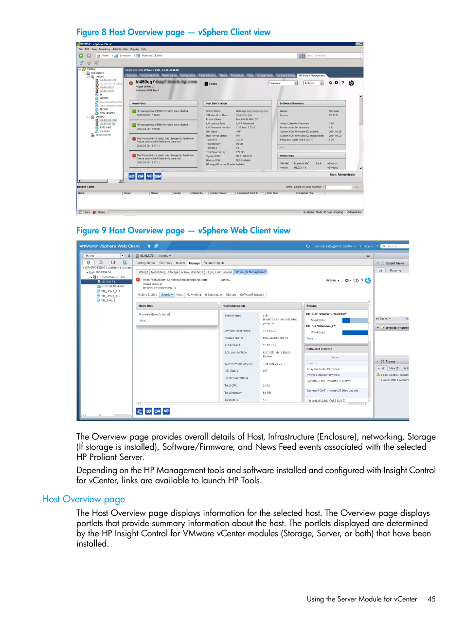 HP OneView for VMware vCenter User Manual | Page 45 / 153