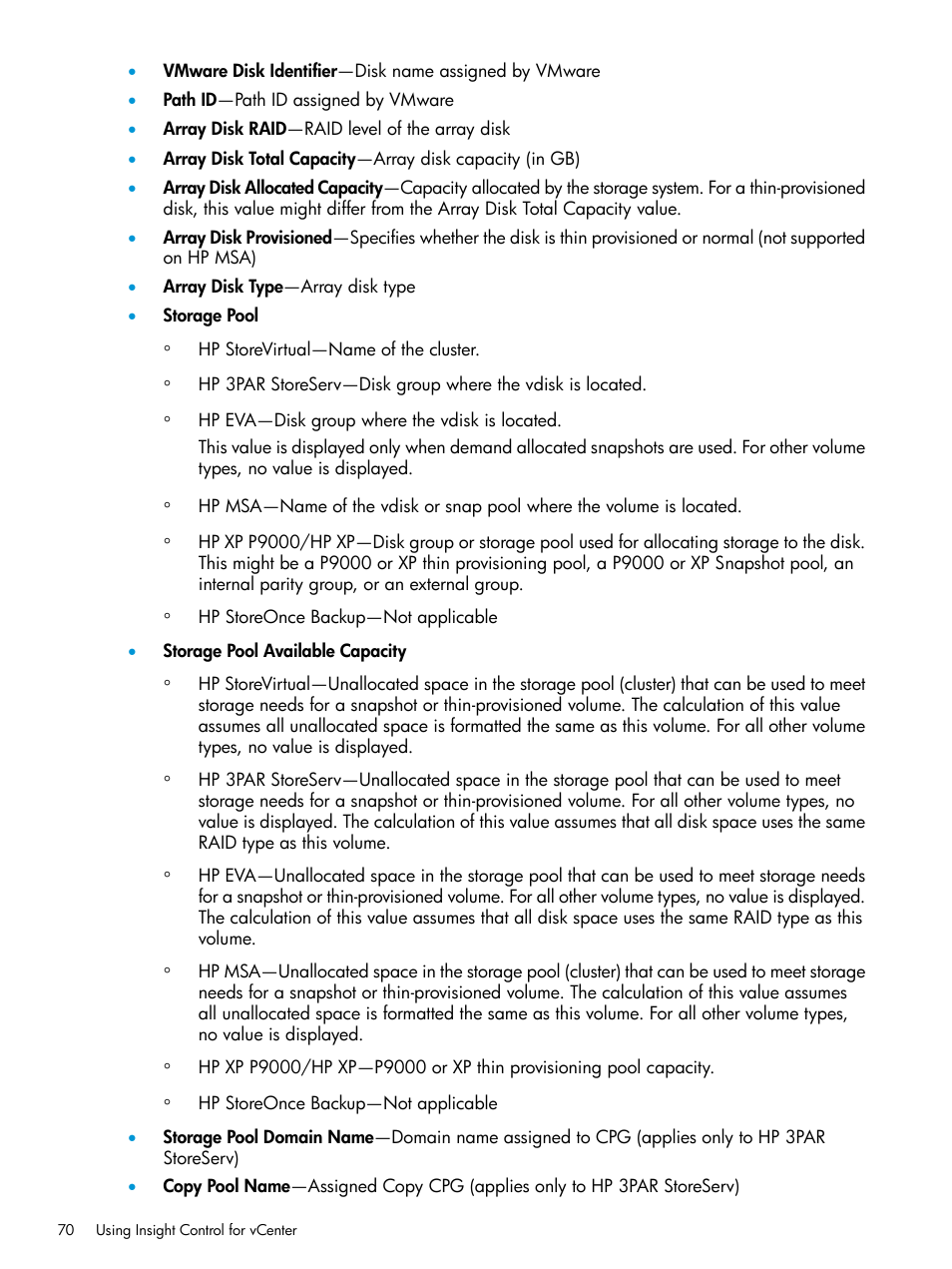 HP OneView for VMware vCenter User Manual | Page 70 / 153