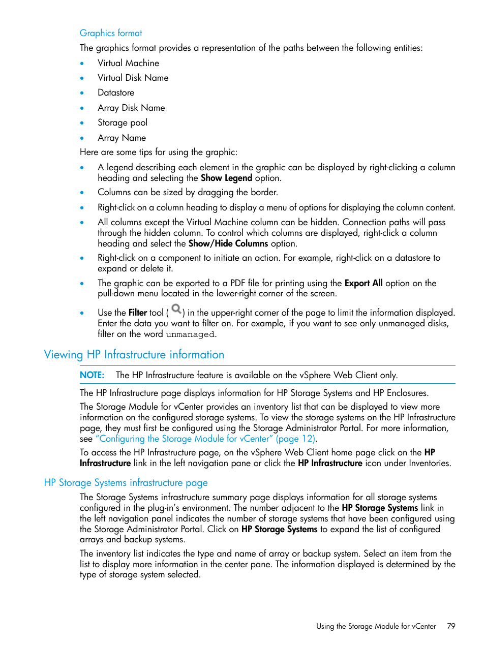 Viewing hp infrastructure information | HP OneView for VMware vCenter User Manual | Page 79 / 153