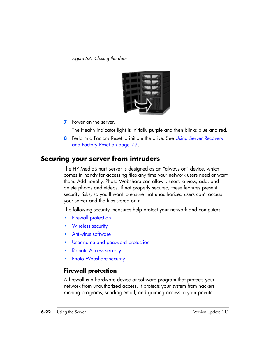 Securing your server from intruders | HP EX475 MediaSmart Server User Manual | Page 100 / 192