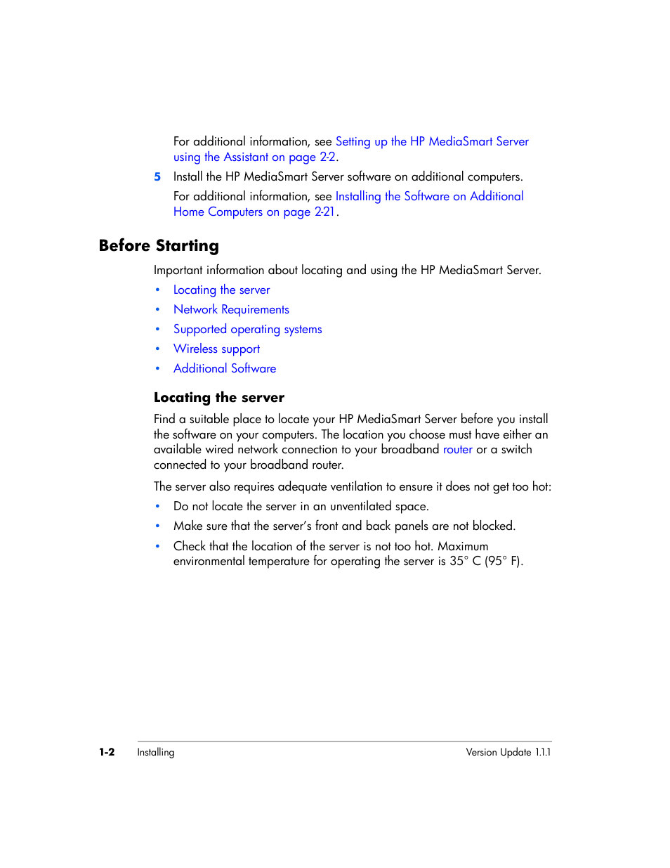 Before starting | HP EX475 MediaSmart Server User Manual | Page 12 / 192