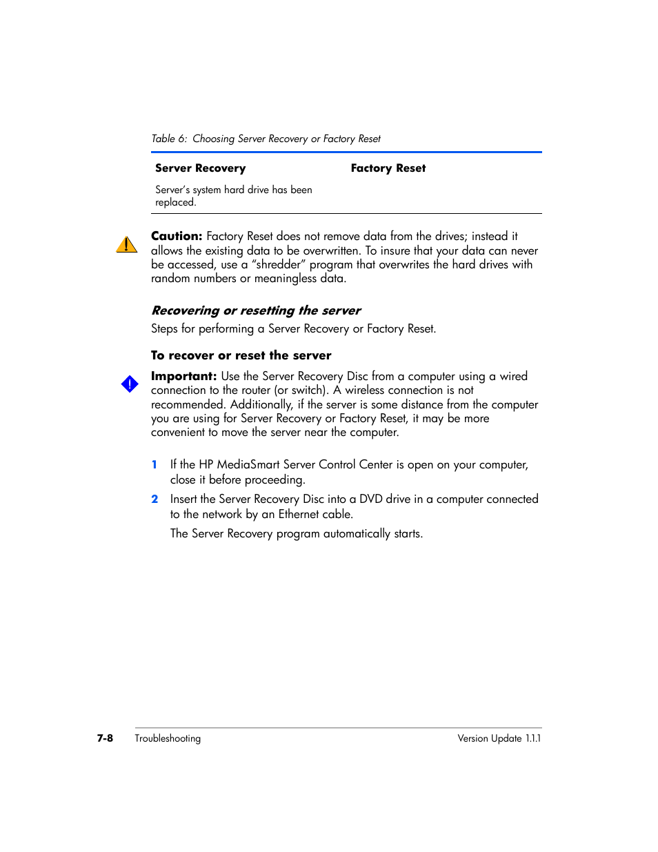 HP EX475 MediaSmart Server User Manual | Page 122 / 192