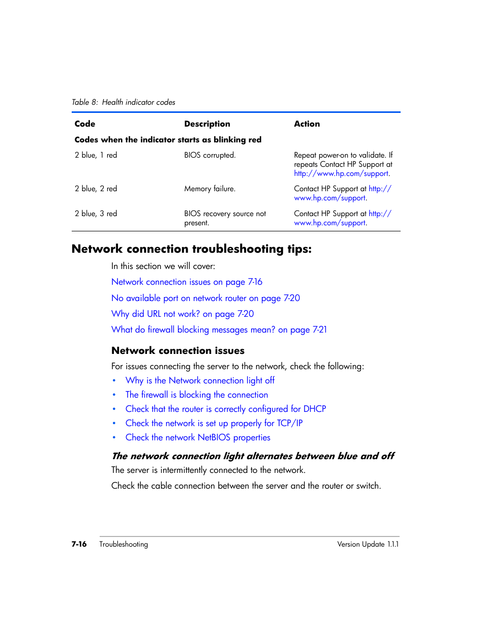 Network connection troubleshooting tips | HP EX475 MediaSmart Server User Manual | Page 130 / 192